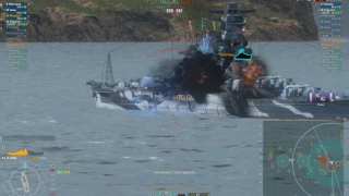 World of Warships Iowa нанес по Yamato 76к урона залпом.6 цитаделей.  RIP.