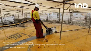 Ultra-High Pressure Water Jetting (UHPWJ) using lance and mower tools