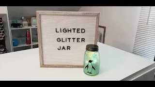 Glitter mason jar with fairy lights Night light or Christmas decoration
