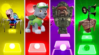 Thomas Train exe Vs PAW Patrol Rocky Vs Camo Skibidi Toilet Vs Siren Head - Tiles Hop EDM Rush!