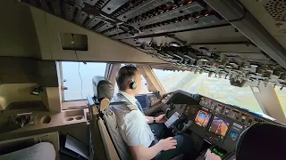 Experience the Thrilling Landing of a Boeing 747 at Larnaca Airport from the Pilot's Perspective"