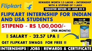 Flipkart Internship for Indian and US Students | Stipend - Rs 1 lac | Win Cash Prizes & Certificate