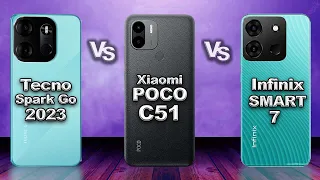 Tecno Spark Go 2023 vs POCO C51 vs Infinix Smart 7