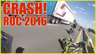 MOTORCYCLE CRASH RIDE OF THE CENTURY 2016 Rider Crashes Next To Semi Truck