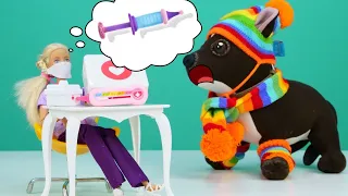 Прививка для Шоколадки - Видео игры доктор Барби - Детское видео онлайн Как мама