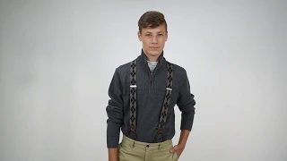 Argyle Button-On Suspenders (Brown)