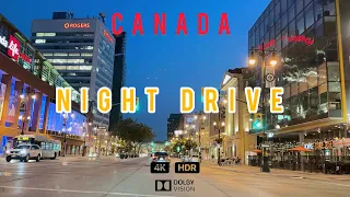 Canada 4K HDR Dolby Vision  Driving at Night  Live Sounds  Scenic   ASMR Video  Real Footage