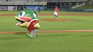 Mike Rainbow Trout of ZOOperstars with “Eat It” at Fort Myers Miracle, April 6, 2018