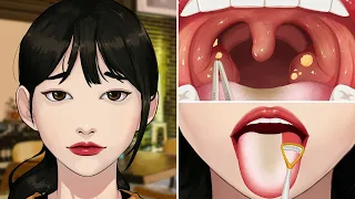 ASMR🏥 입냄새 원인!(편도결석, 백태) 제거 애니메이션 - Tonsil stone, tongue whiteness removal animation