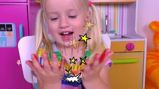 Katya Pretends to play with her Magic Pen - Preschool toddler learn color