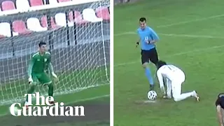Cheeky one-step penalty in final moments of Croatian football match