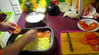 Запеченная скумбрия с картофелем и помидором. Один ролик в подарок бесплатно для зрителям.