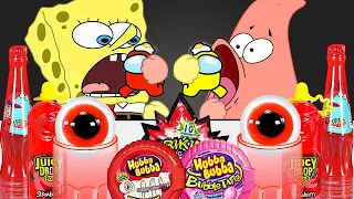 🏆 SpongeBob Patrick Red Food Mukbang Hubba Bubba  Eyeball jelly!!!