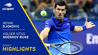 Novak Djokovic vs Holger Vitus Nodskov Rune Highlights | 2021 US Open Round 1