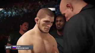 Фергюсон вырубает Хабиба ( Хабиб Нурмагомедов против Тони Фергюсона )  UFC2 . Много крови.