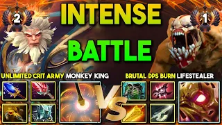 INTENSE TOP RANK BATTLE | Unlimited Crit Soldier Monkey King Vs. Brutal DPS Burn Lifestealer DotA 2