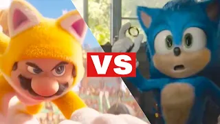 Cat Mario vs Movie Sonic  ”meow” 【The Super Mario Bros. Movie | Smash】