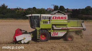 Harvest 2021 - Claas Dominator 204 Mega cutting spring barley in Suffolk