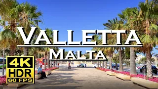 Валлетта, Мальта, улица Республики, в 4K 60fps HDR (UHD) 💖 Лучшие места 👀, пешеходная экскурсия