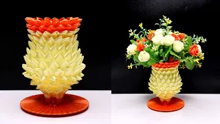 DIY Plastic Bottle Flower Vase with Satin Ribbon | Vas bunga dari botol plastik dan pita satin