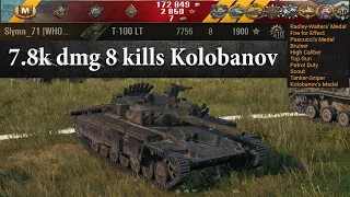 T-100 LT video in Full HD 🔝 7.8k damage. 8 kills Kolobanov, 1900 exp, 6760 assist🔝 World of Tanks ✔️