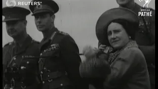 King George VI and Queen Elizabeth watch artillery practice at Aldershot (1939)