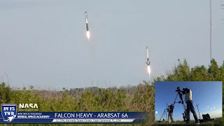 Camera Crew Reaction Video - Falcon Heavy Arabsat 6A Launch and Landing