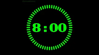 8 Minutes Countdown Timer with Alarm and Progress Visualizer - Green