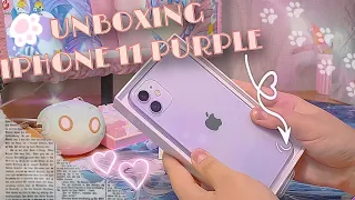 Aesthetic unboxing Iphone 11 purple 128gb/ eng&ru subtitles