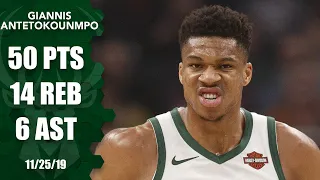 Giannis Antetokounmpo posts monster 50-point, 14-rebound game for Bucks | 2019-20 NBA Highlights