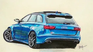 Audi rs6 realistic car drawing