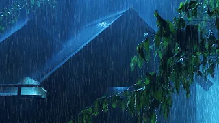 Stop Thinking & Fall Asleep with Heavy Rain and Thunderstorm Sounds - Night Rain Sounds for Sleeping