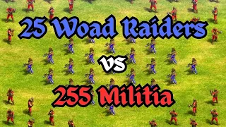 Can 25 Woad Raiders defeat 255 Militia? | Age of Empires 2 (AoE2)