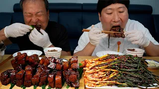 집에서 직접 만들어 먹는 동파육과 맛있는 파김치!! (Dongpayuk, Fried Pork Belly in Soy Sauce) 요리&먹방! - Mukbang eating show