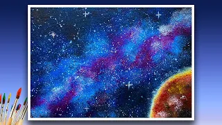 Milky Way Galaxy Acrylic Painting For Beginners | Step By Step