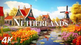 FLYING OVER NETHERLANDS (4K Video UHD) - Calming Music With Beautiful Nature Video For Relaxation