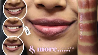 5 Nude Bullet Lipsticks For Dusky Skin UNDER ₹300 | Bare Skin Swatches