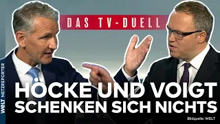 WELT TV DUELL: Heftiger Schlagabtausch - Gereizter Höcke und angriffslustiger Voigt beharken sich