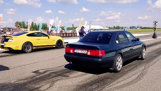 Ford Mustang GT 5.0 vs Audi S4 C4 2.2TQ 1/4 mile drag race