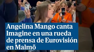 Angelina Mango canta Imagine en una rueda de prensa de Eurovisión en Malmö