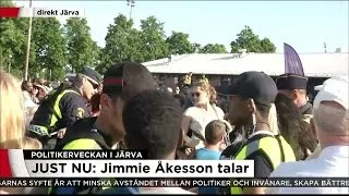 Oroligheter när Åkessons tal stördes - Nyheterna (TV4)