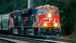 (4K) Train Spotting Canada | CN Rail, CP Rail, BNSF, Amtrak