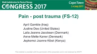 WCPT2017: Pain - post trauma (FS-12)