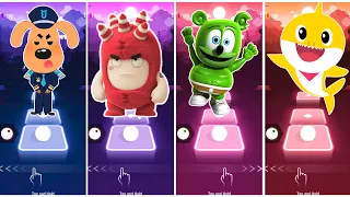 Sheriff Labrador 🆚 Oddbods Fuse 🆚 Gummy Bear 🆚 Baby Shark. 🎶 Tiles Hop EDM Rush!