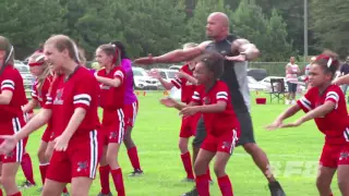 Fast 8: Dwayne Johnson Teaches a Girls' Soccer Team on Set | ScreenSlam