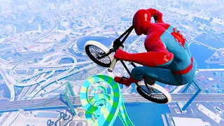 GTA 5 - Spiderman BMX Parkour Jumps Vol.21 (Euphoria Ragdolls)