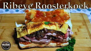 Ribeye Roosterkoek (Grid Cakes) Sandwich Recipe | South African Grilled Steak Sandwich on the Braai