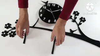 3D Acrylic wall Clock tree Bird coffee Cup