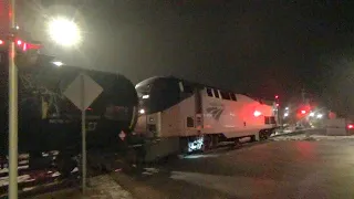 [WHAT!?] Amtrak Downeaster P42 Locomotive pushes half of a freight train by itself (2/11/2020)