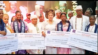 Aare Gani Adams Gives Out Million Naira To Students On His Birthday As He Cut Cake With His New Wife